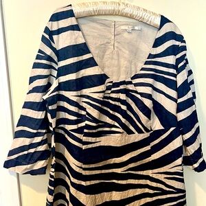 Boden Linen Navy Dress with Pouch size 16